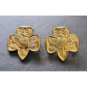 Girl Scouts of America GS Eagle Gold Tone Vintage Lapel Pin-set 2